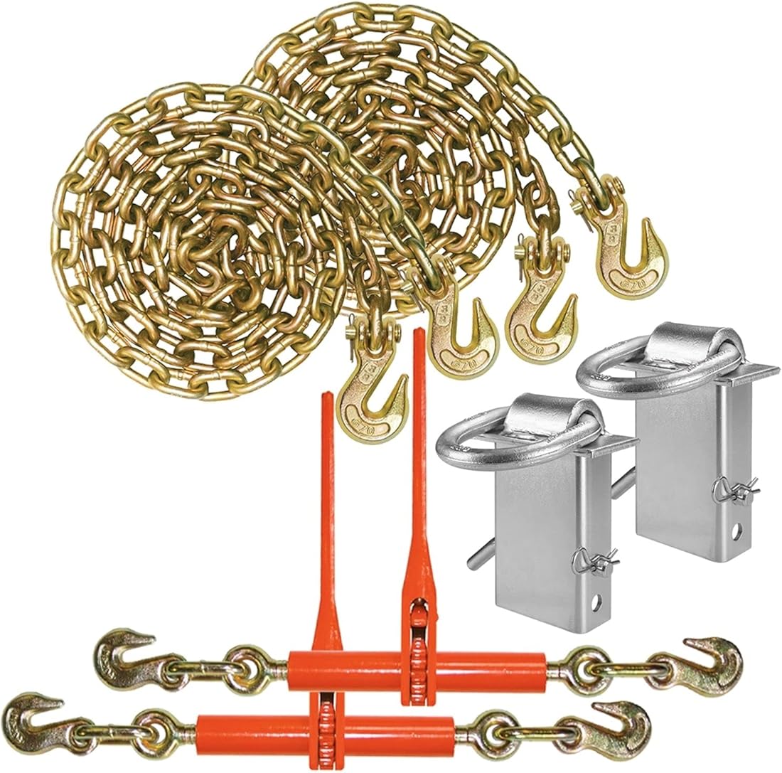 VULCAN Binder Chain - Load Binder - and D Ring Kit - Grade 70-3/8 Inch x 10 Foot