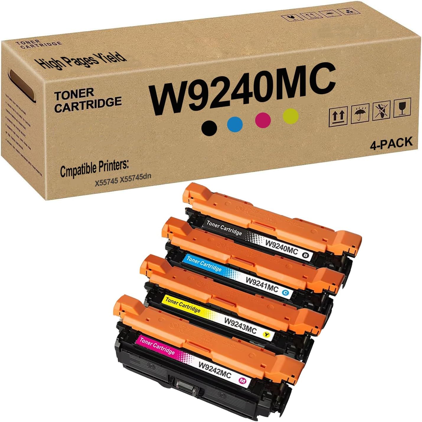 ASANSH W9240MC W9241MC W9242MC W9243MC Toner Cartridge Use for Enterprise X55745 X55745dn Printers (4 Pack)