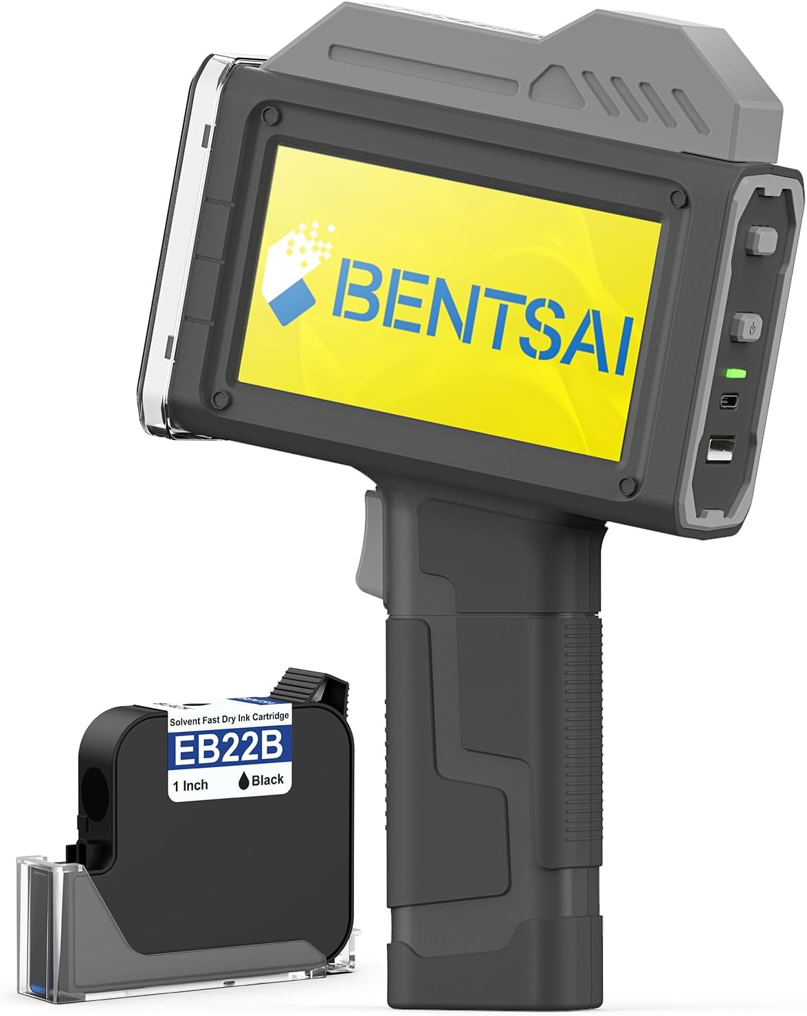 BENTSAI Handheld Inkjet Printer BT-HH6210B 1 Inch (25.4mm) Printhead with 16H Long Endurance for Batch Number Date Logo QR Code Print on Plastic Cardboard Wood Metal Clothes