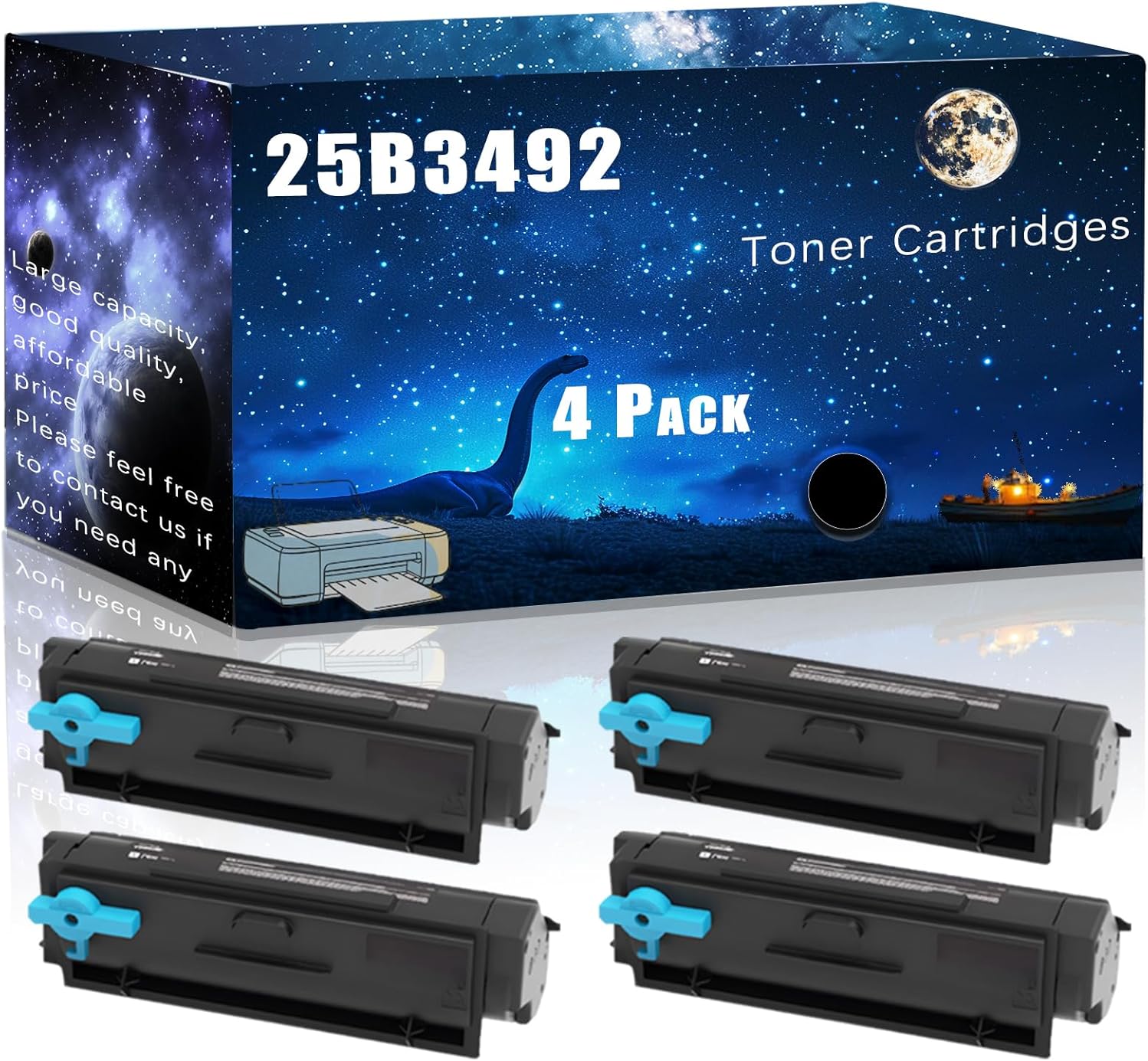 MUCQL 25B3492 Compatible Toner Cartridges Replacement for Ricoh High Yield Compatible M400 M400FW Printers, Meet Printing Needs (4 Pack Black)