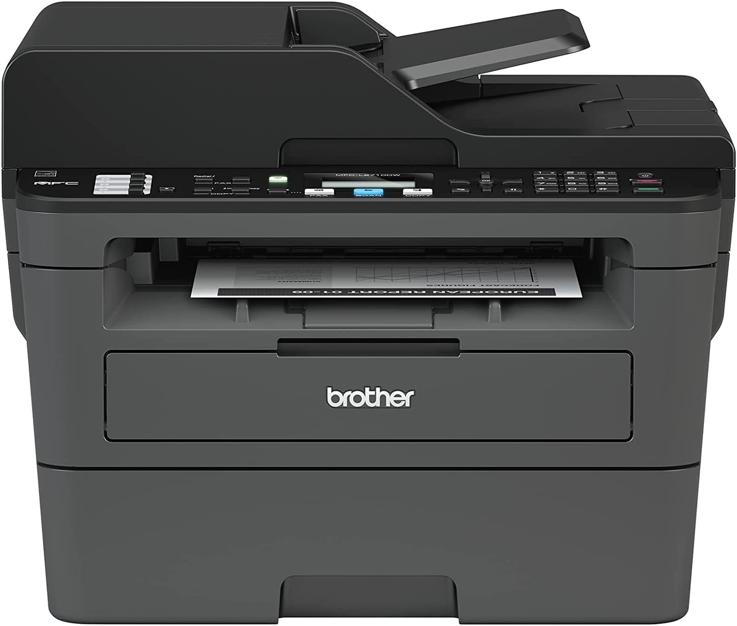Brother MFC-L2717DW All-in-One Laser Multifunction Printer, Compact Monochrome, Print Copy Scan Fax, Auto Duplex Printing, Wireless, 2-line LCD Display, Mobile Printing, ADF, 32 ppm