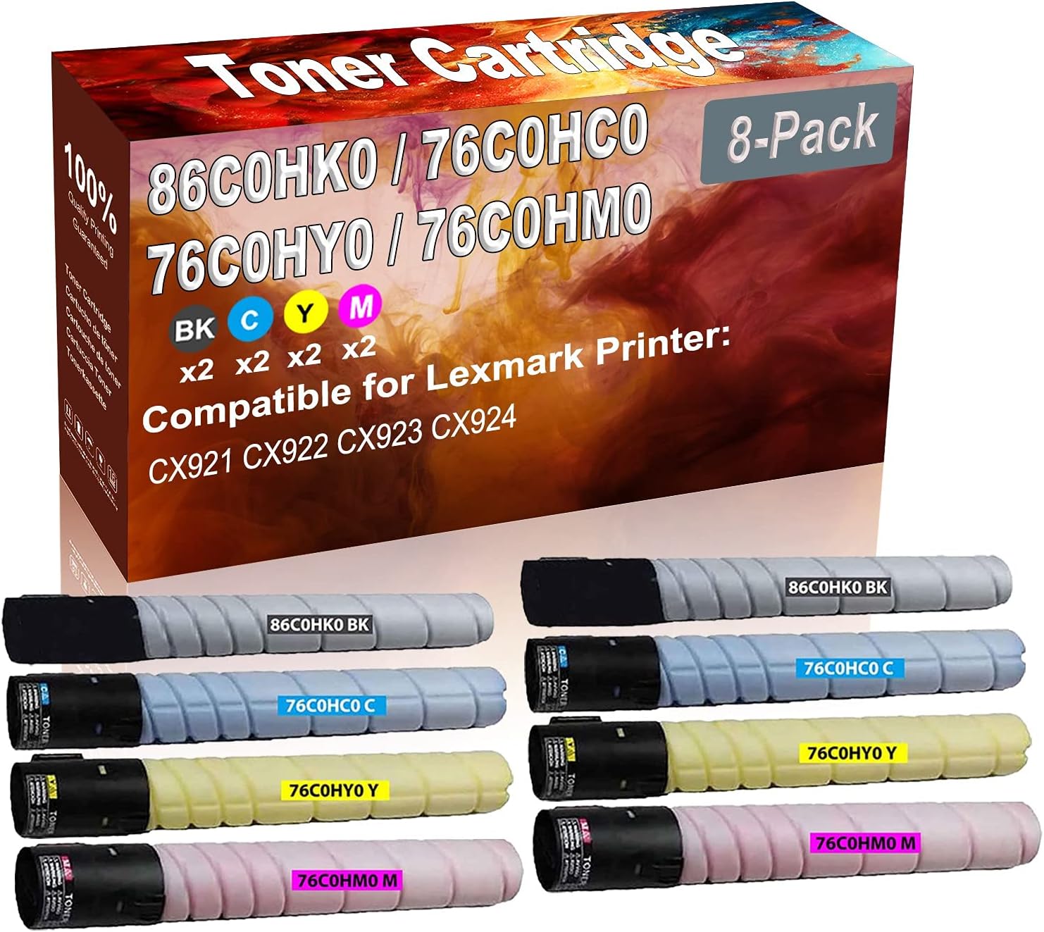 Credibility Store 8-Pack (2BK+2C+2Y+2M) Compatible High Yield 86C0HK0 76C0HC0 76C0HY0 76C0HM0 Printer Toner Cartridge use for CX921 CX922 Printers