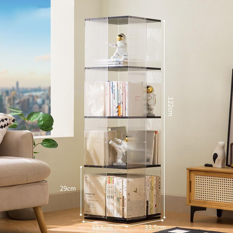 KrrNFYSG Bookcase Bookshelves Bamboo Multi-Layer Rolling Bookcase 360° Rotating Bookshelf for Home Office Display Rack Removable Storage Shelf More Assured