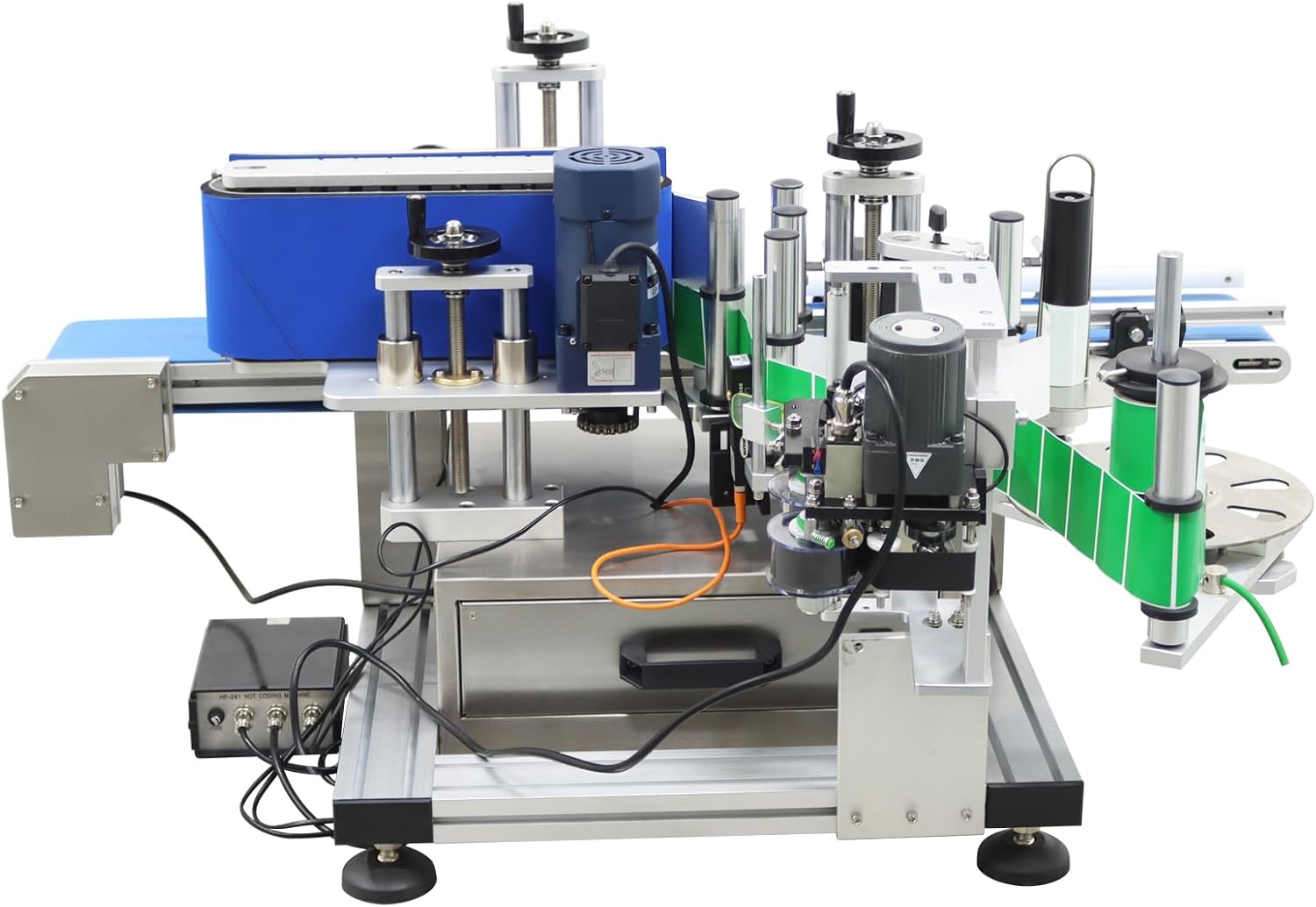 WYDDDARY Automatic Desktop Round Bottle Labeling Machine High Speed 20-200PCS/min Conveyor Labeler Round Bottle/Can/Wine Coding and Labeling Maker 110V (LT-150D)