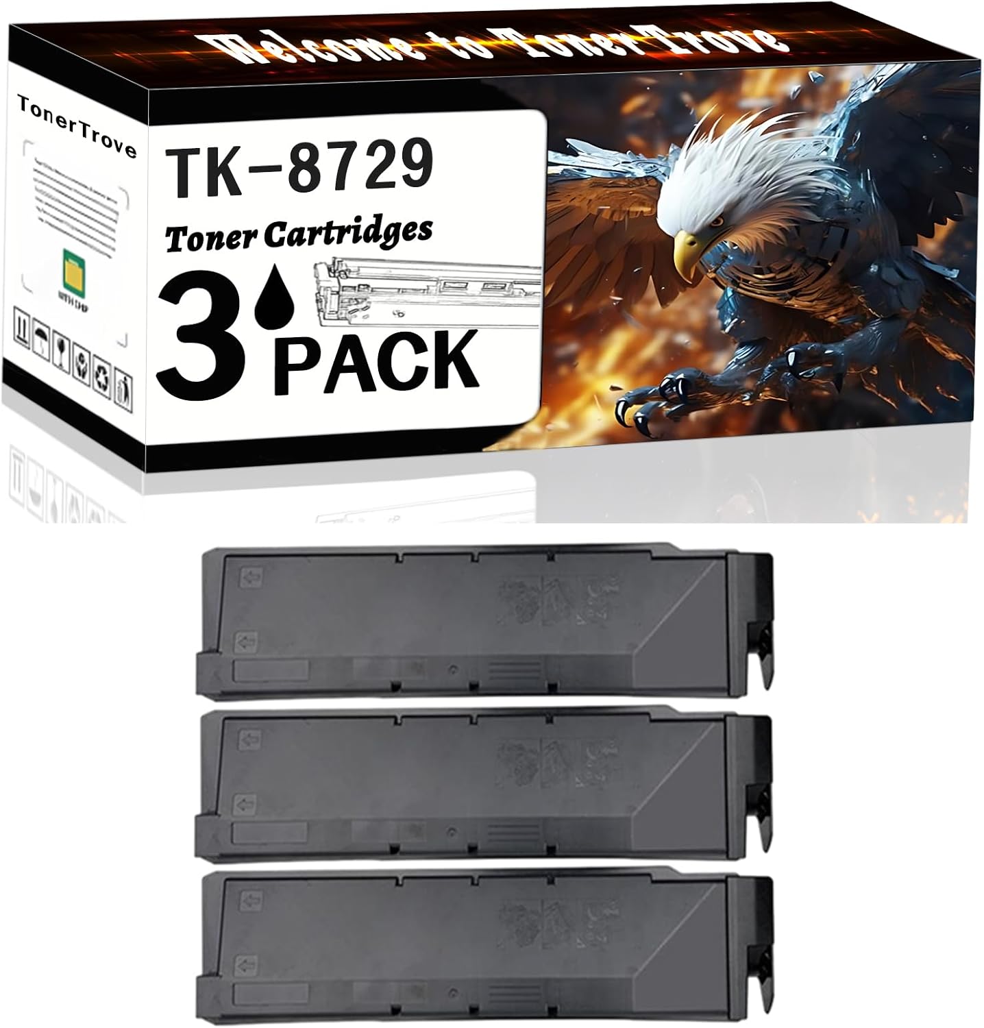 AGNNQ TK-8729 Toner Cartridges Compatible for Copystar CS7052ci CS8052ci Printers, Office Printing is Easy Clear Smooth (3 Pack Black)