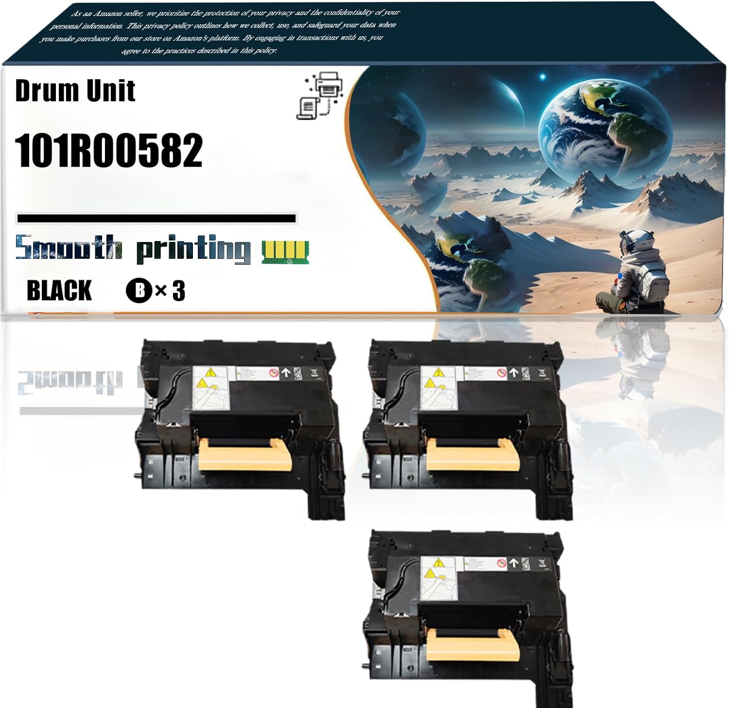 Replacement Parts Drum Unit 101R00582 Compatible with Xerox VersaLink B600 B605 B610 B615 Printers, Contains Chip and Clear Printing (3 Pack Black)