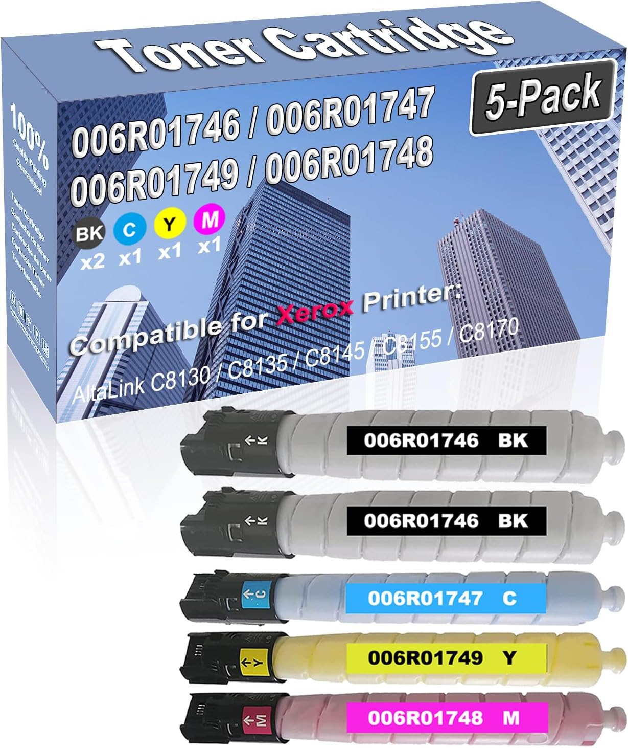 Credibility Store 5-Pack (2BK/C/Y/M) Compatible High Capacity 006R01746 006R01747 006R01749 006R01748 Color Toner Cartridge use for AltaLink C8130 C8135 C8145 C8155 C8170 Printer