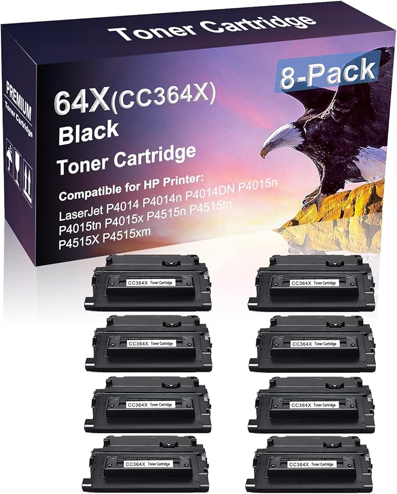 8 Pack Compatible High Yield Black 64X | CE264X Laser Printer Toner Cartridge use for HP LP4014 P4014n P4014DN Printer
