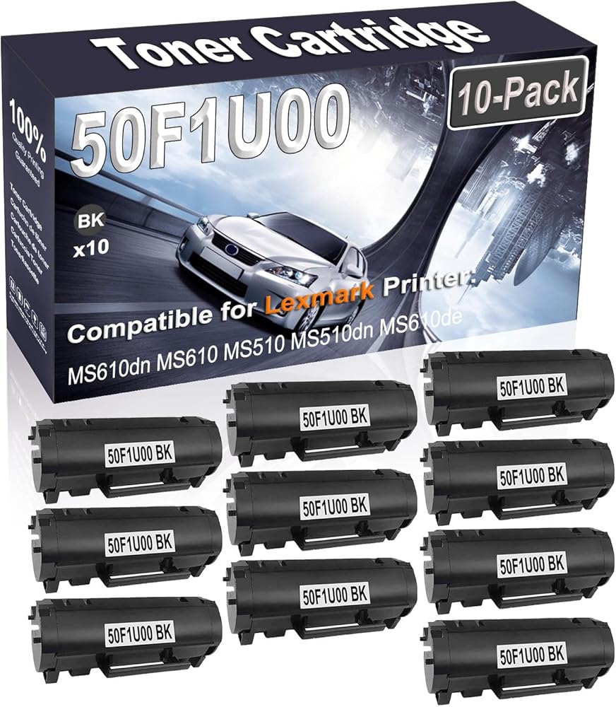 Kolasels 10-Pack (Black) Compatible High Yield 501U 50F1U00 Printer Cartridge use for MS610dn MS610 MS510 MS510dn MS610de Printer
