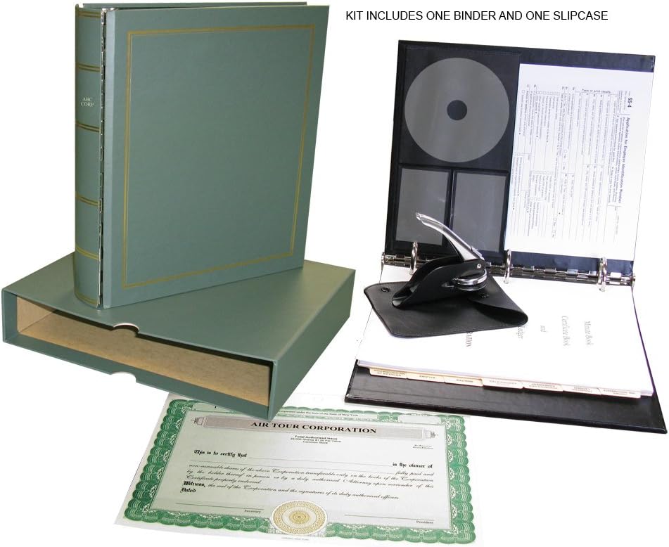 Corpkit Customized Royal Corporate Kit Deluxe with Operating Agreement, Heavy-Duty Green Binder, Slipcase, Limited Liability Seal, Membership Certificates with Transfer Ledger-(LLC)