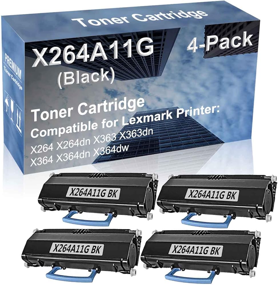 4-Pack Compatible High Yield X364dn X364dw Laser Printer Toner Cartridge Replacement for X264A11G Printer Cartridge (Black)