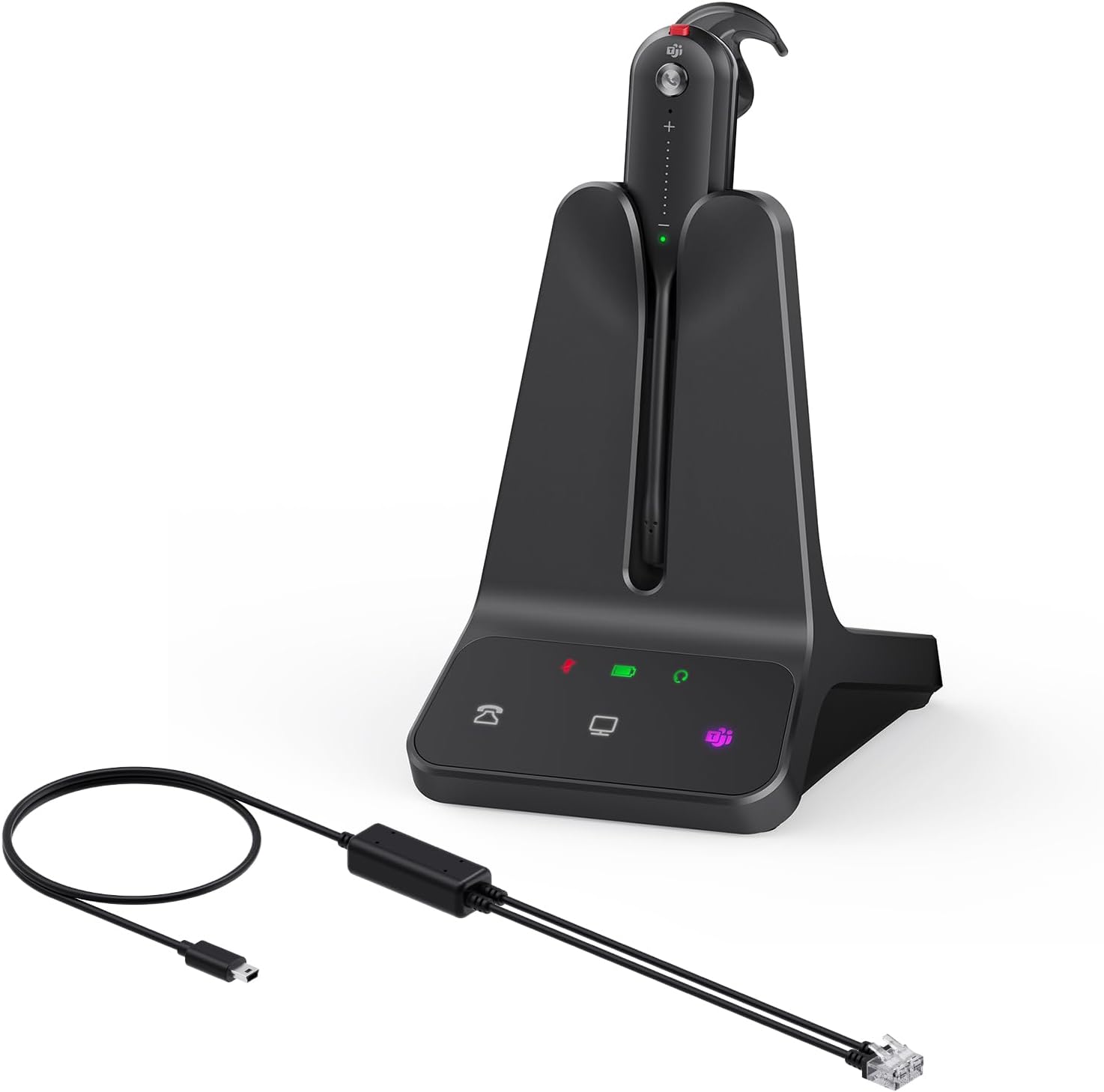 Yealink DECT Wireless Headset WH63 E2 & Telephone Cable, Compatible with Cisco/Avaya/Poly/Grandstream/Snom/Mitel/Unify IP Desk Phone, USB to RJ9 C