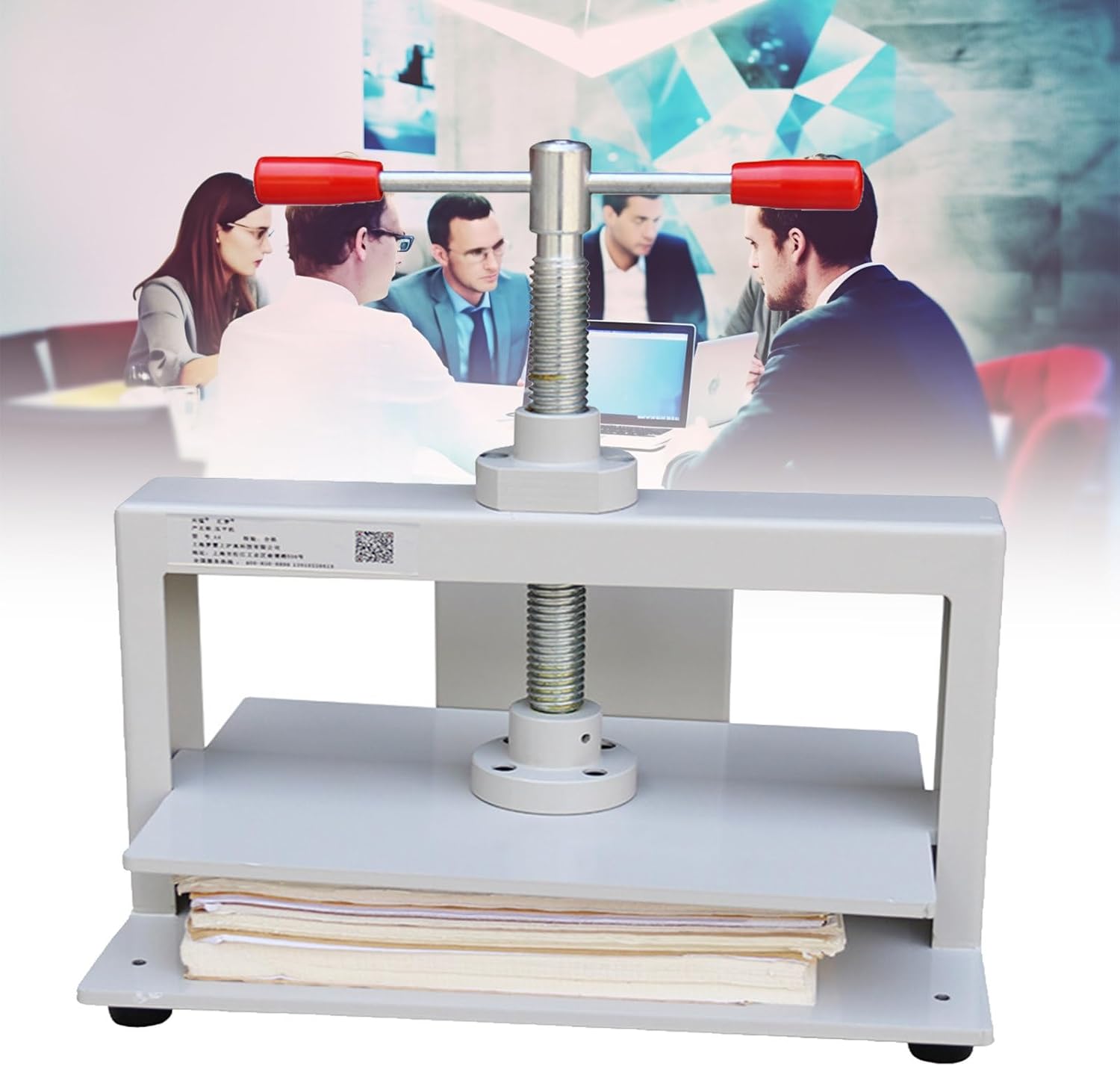 JJENXYYDS Small Manual A5/A4/A3 Voucher Bill banknote Document Paper Flattening Machine,Bookbinding Press Machine,with Double Balance Rod,for Bookbinding, Invoice Banknotes Books Stamps,A4