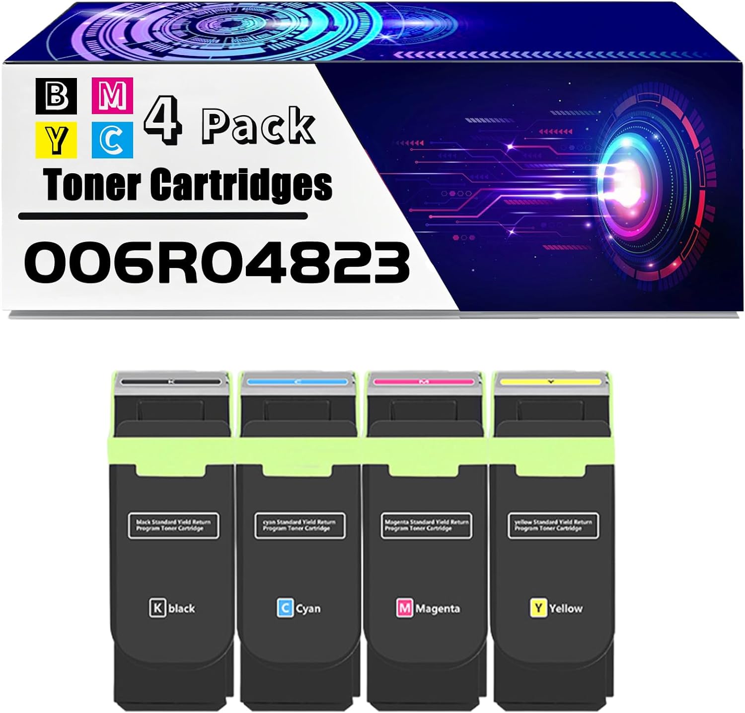 Compatible for Xerox 006R04823 Toner Cartridges for 006R04821 006R04820 006R04822 C320 C325 Printers, with Chip High Yield 3200 Pages, Durability (4-Pack BK/C/M/Y)