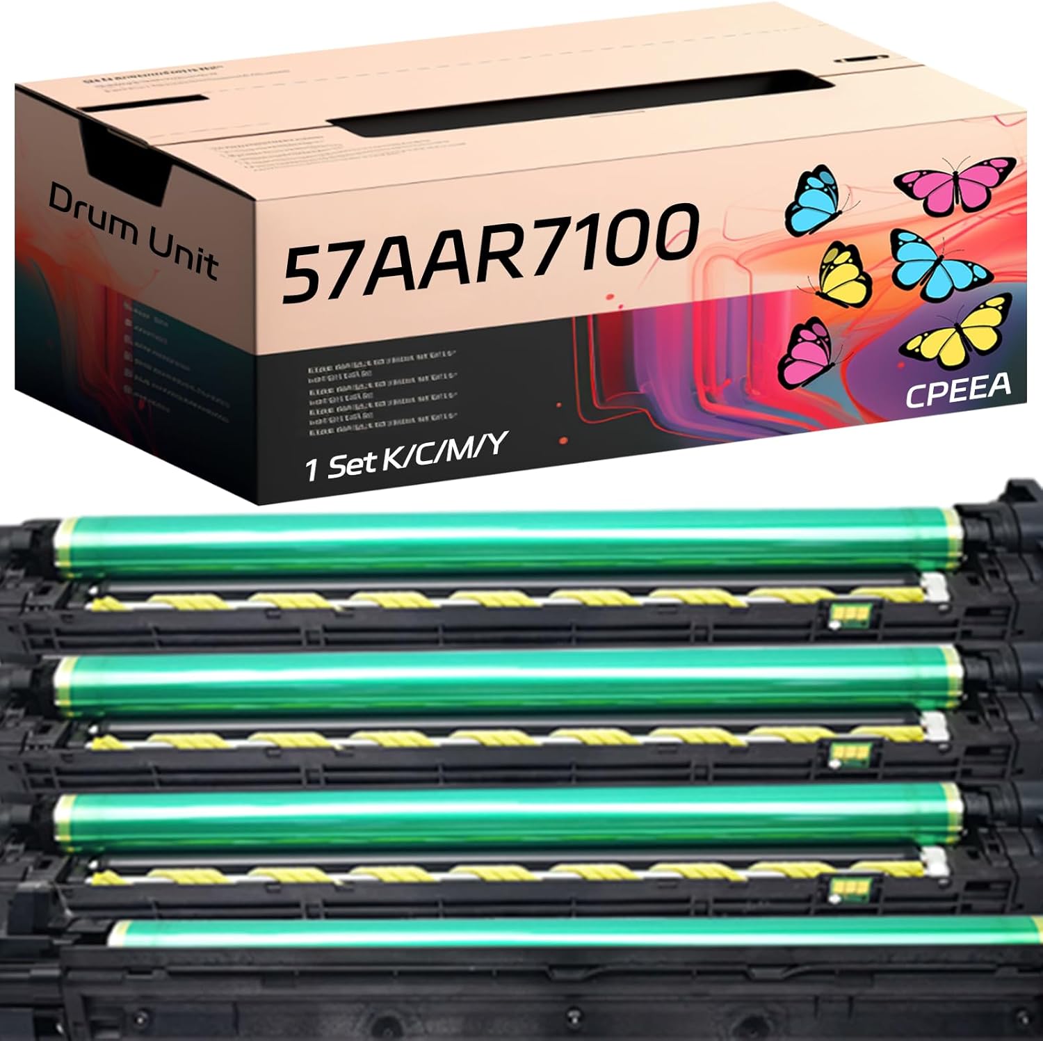 Compatible for Konica Minolta 57AAR71000 Drum Unit Work for Konica Minolta bizhub 750 751 600 Printers, with Chip, High Yield 55000 Pages, Clear Printing (4-Pack BK/C/M/Y)