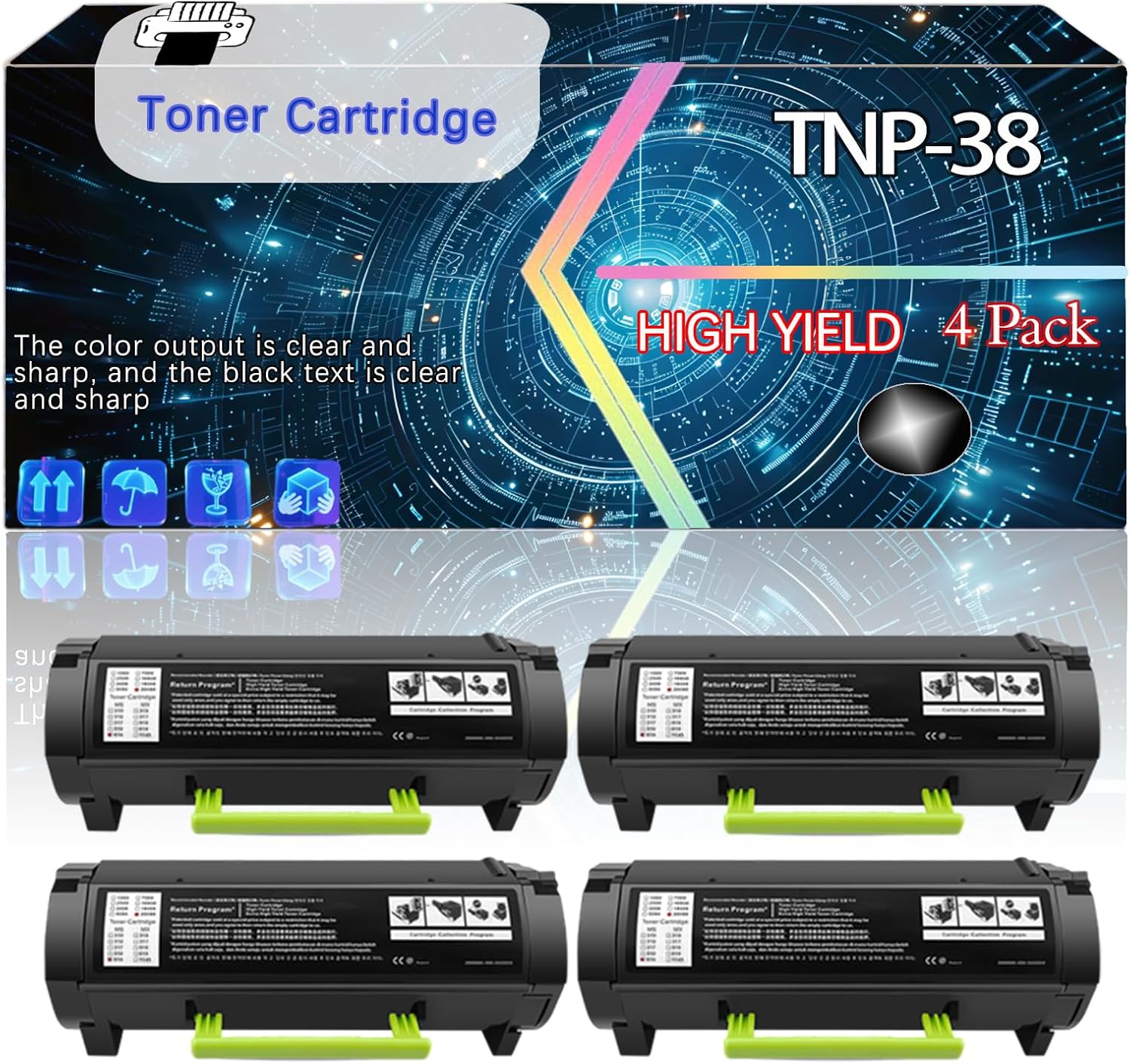 CEECN TNP-38 Compatible for Konica Minolta bizhub 4000P Printers, Replacement Toner Cartridge High Yield Printer Accessories (4 Pack Black)