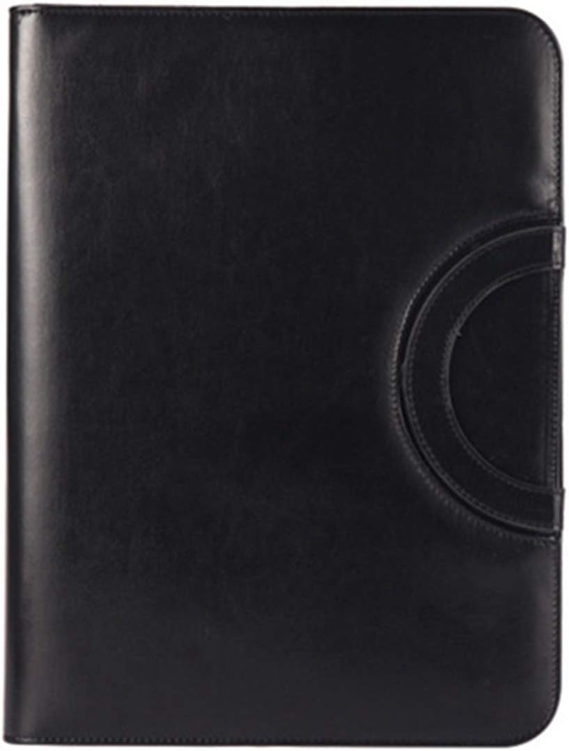 HFZJYSHN Portfolio Binder Conference Folder A4 A4 Folder PU Leather Zipper Ring Binder Conference Bag Business Briefcase for Office Work(Black)