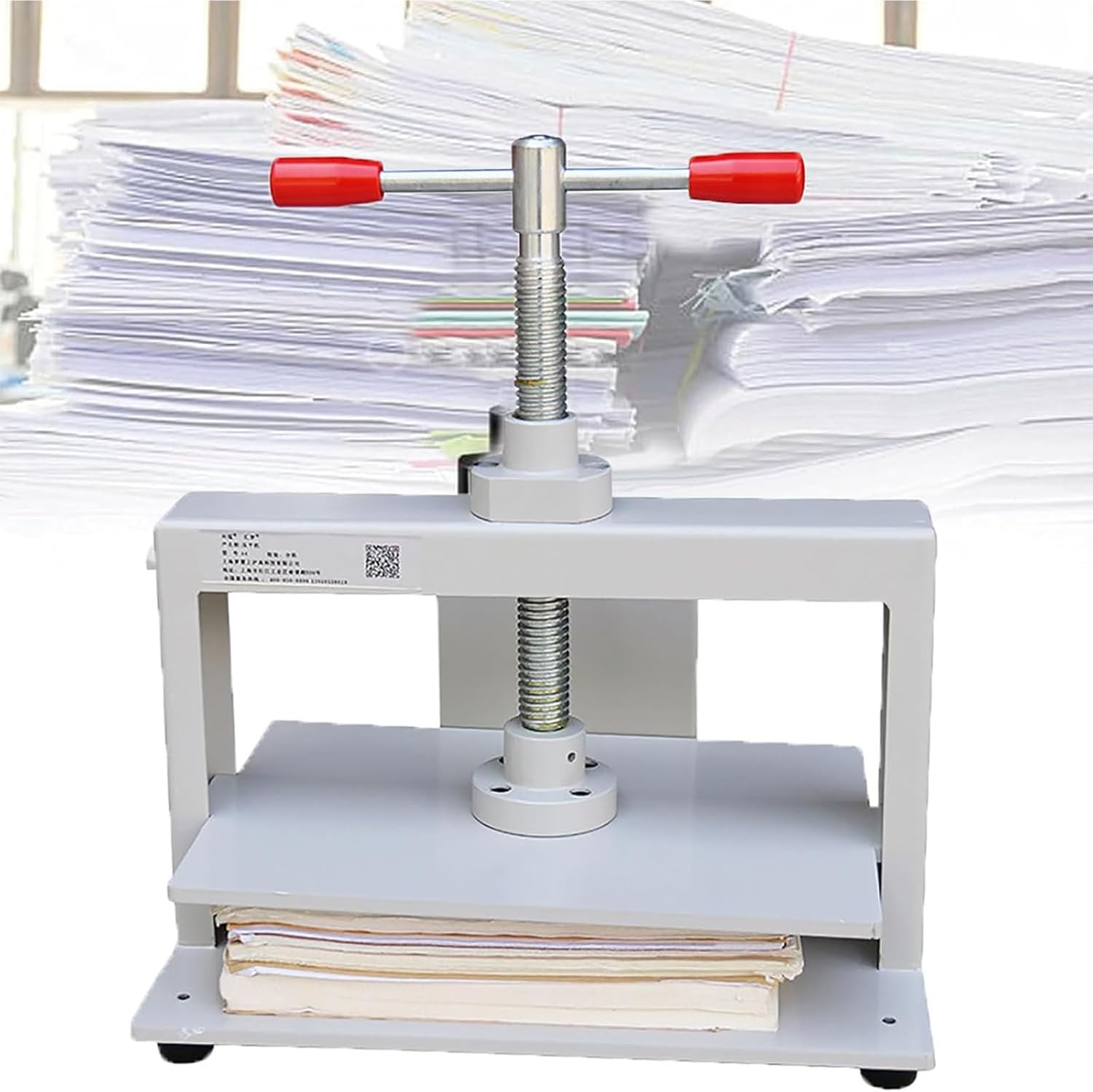 JJENXYYDS 8mm Thick Metal Plate Binding Paper Press,A3/A4/A5 Certificate Bill Flattener,Paper Flattening Machine with Double Balance Rod,for Bookbinding, Invoice Banknotes Books Stamps,A5