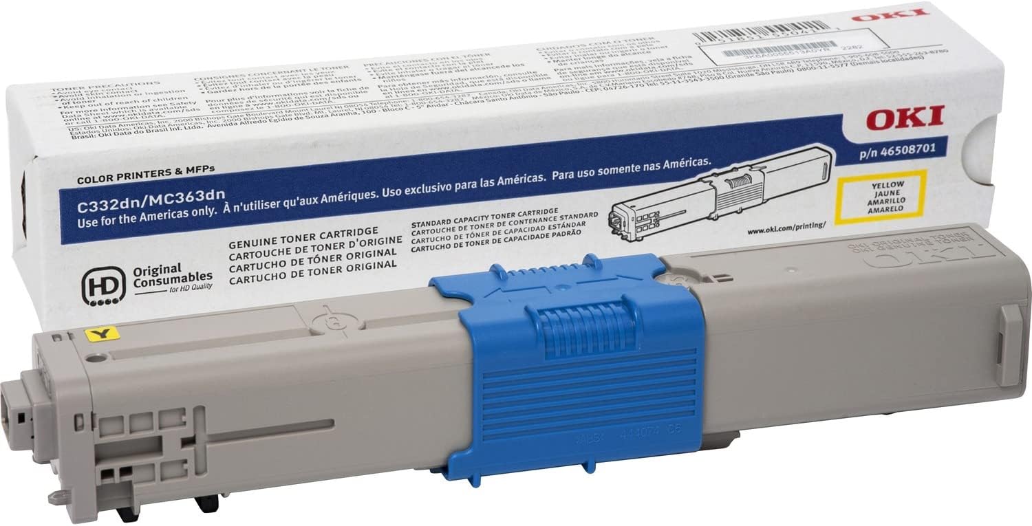 OKI 46508701 Toner Cartridge (Yellow) in Retail Packaging