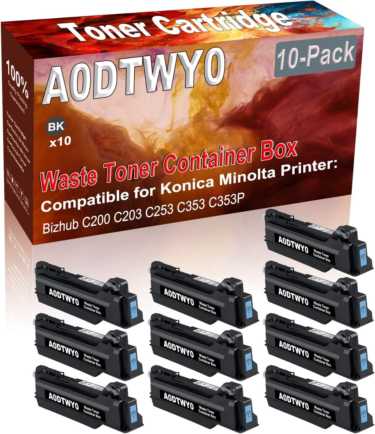 Credibility Store 10-Pack (Black) Compatible A0DTWY0 A0DY-WY0 Waste Toner Container Box (High Capacity) fit for Konica Minolta Bizhub C200 C203 C253 C353 C353P Printer