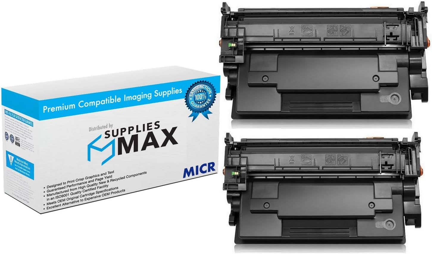 SuppliesMAX Compatible MICR Replacement for HP Laser Jet Managed E50145dn/Managed Flow MFP E52645c/Managed MFP E52645dn High Yield Toner Cartridge (2/PK-10000 Page Yield) (W9008MCG-SY_2PK)