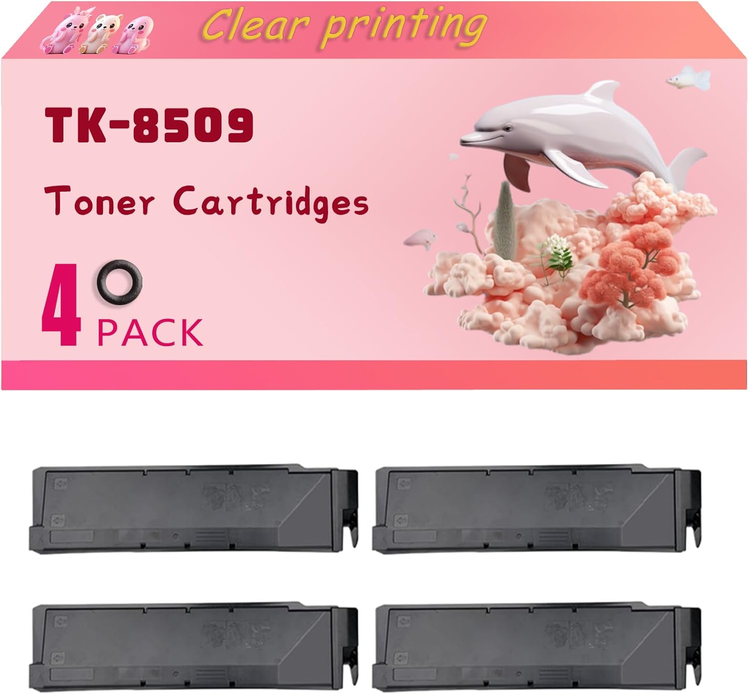 LECUU TK-8509 Toner Cartridges Compatible for Copystar CS4550ci CS4551ci CS5550ci CS5551ci Printers, High Yield 30000 Pages, Clear Bright Colors (4 Pack Black)