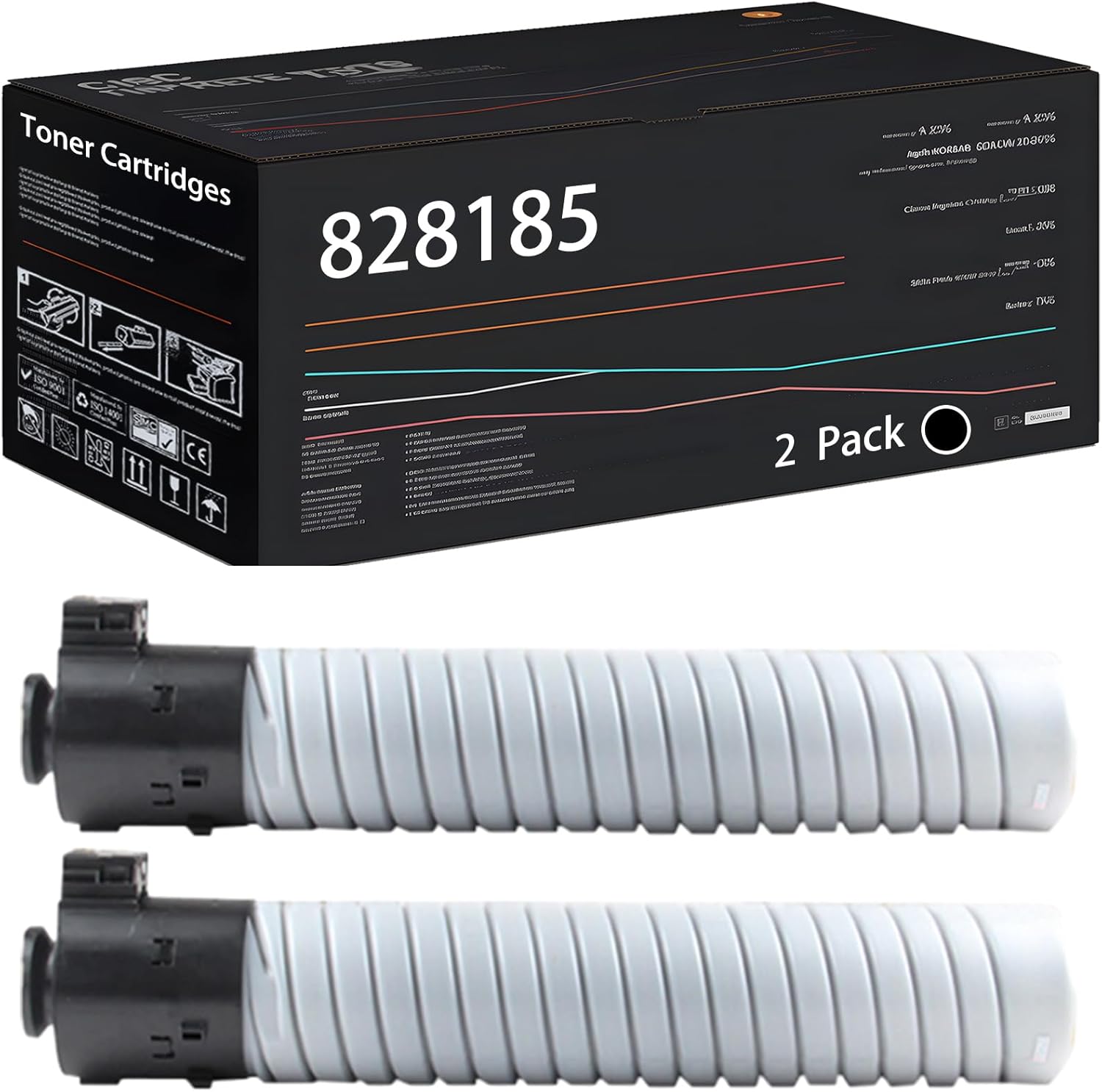 UVUMB 828185 Toner Cartridges Compatible for Ricoh Pro C651EX Pro C751 Pro C751EX Printers, with Chip, High Yield 58500 Pages, High-Definition Printing (2 Pack Black)