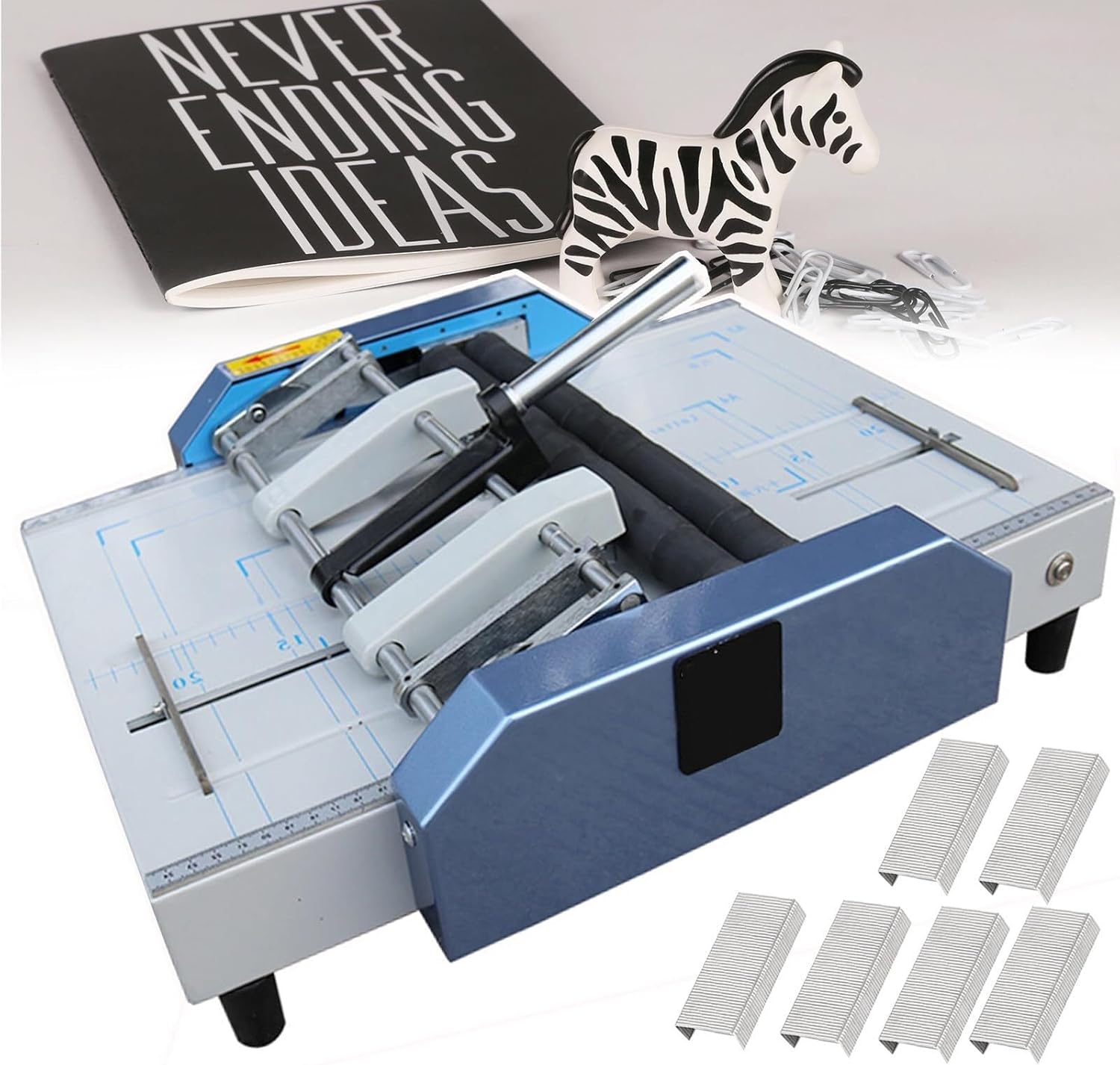 Booklet Maker Paper Folder,Five Staple Holes Booklet Making Machine/with Self-Locking, A3 Paper Bookbinding and Folding Booklet Stapling 13.8