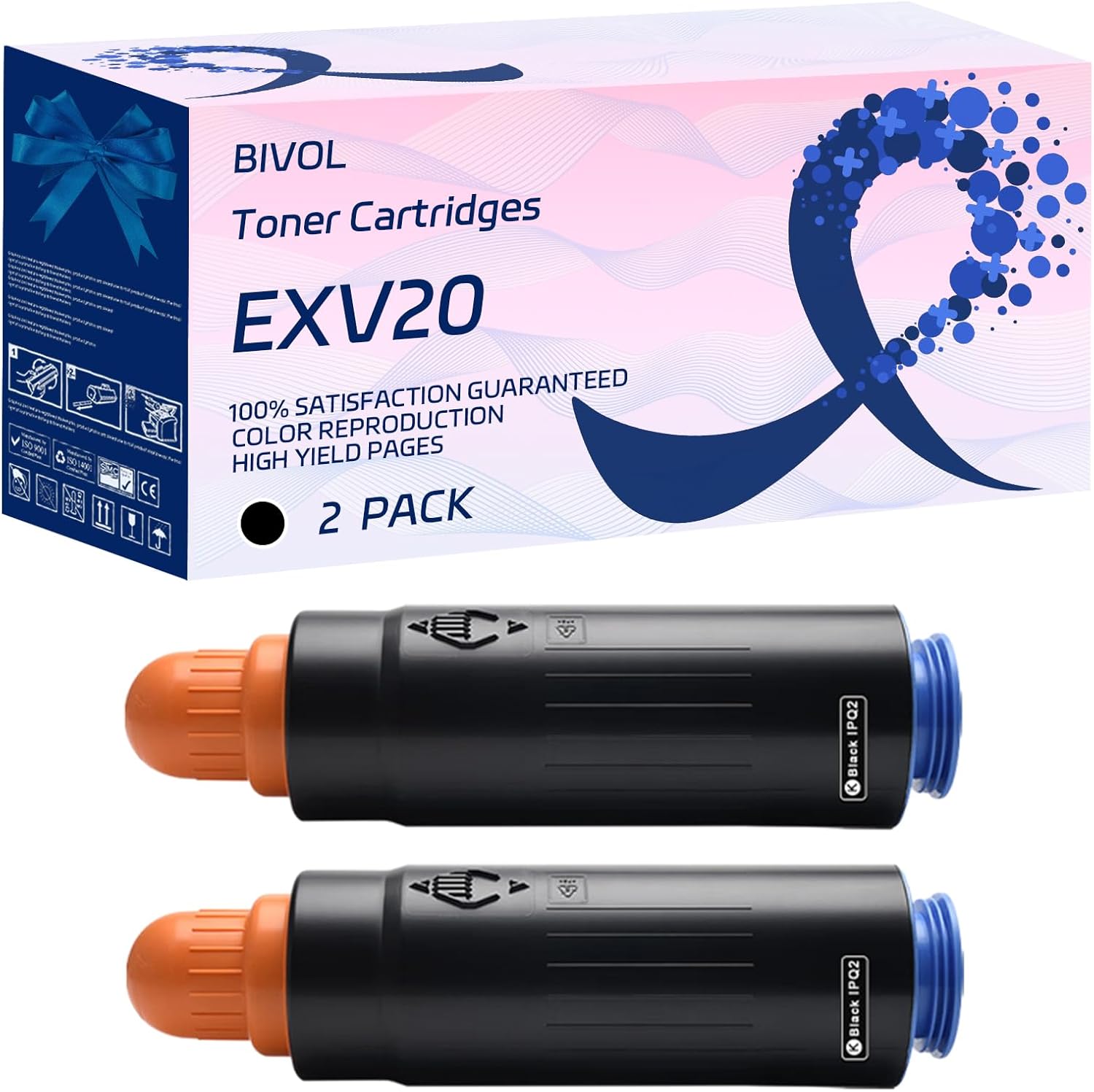 EXV20 Toner Cartridges Compatible for Canon imagePRESS C6000VP C6010 C6010S C6010VP C6010VPS C6011 C6011S Printers, with Chip, High Yield 45000 Pages, Vivid Colors (2 Pack Black)