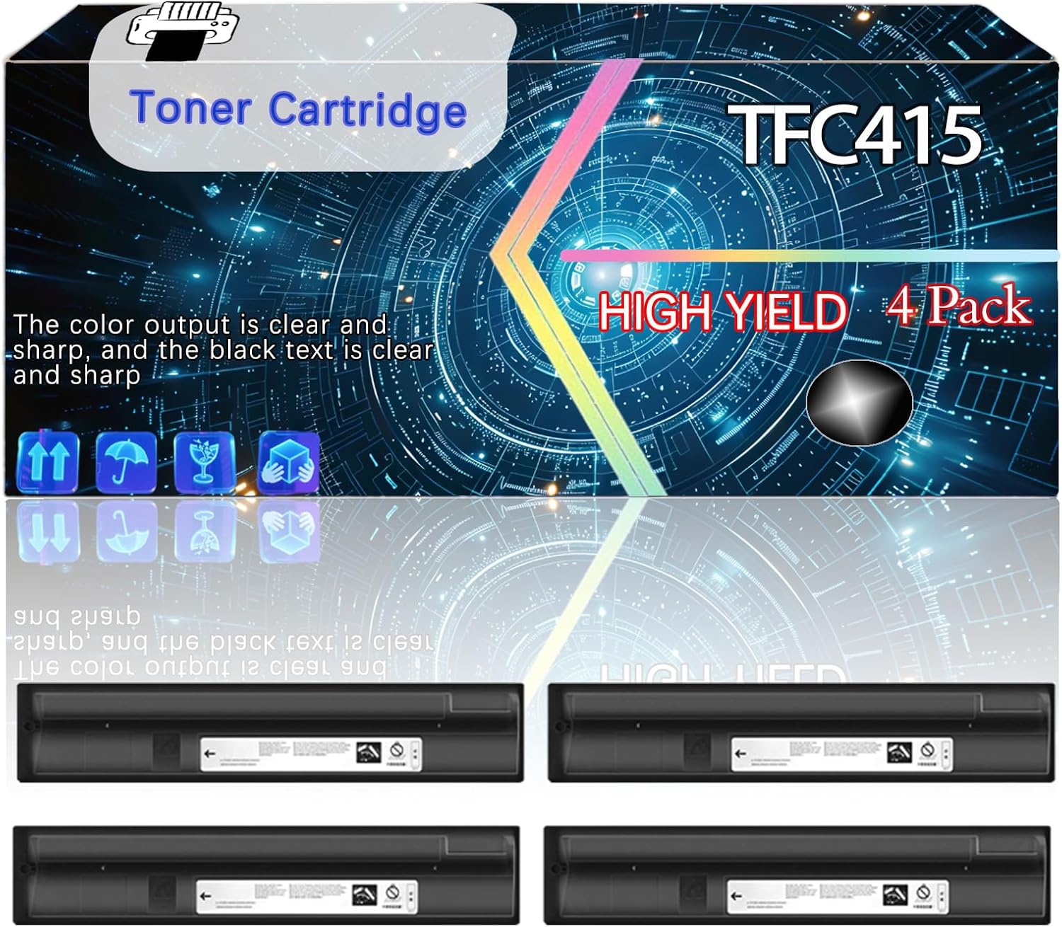 CEECN Compatible for Toshiba TFC415 Replacement Toner Cartridge Used with E-Studio 2010AC 2510AC 2515AC 3015AC 3515AC 4515AC 5015AC Printer High Production Multiple Options (4 Pack Black)