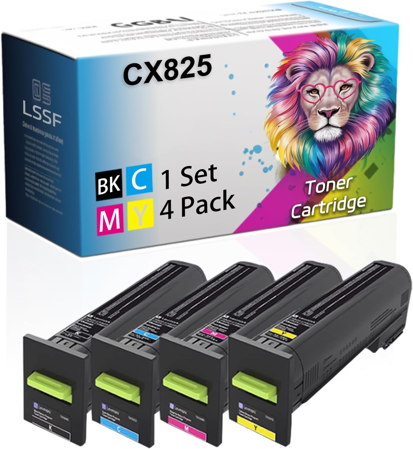 Compatible for Lexmark CX825de CX825dte CX825dtfe CX860de CX860dte CX860dtfe Printer, CX825 72K00KG 72K00CG 72K00MG 72K00YG Toner Cartridge (Multicolour)