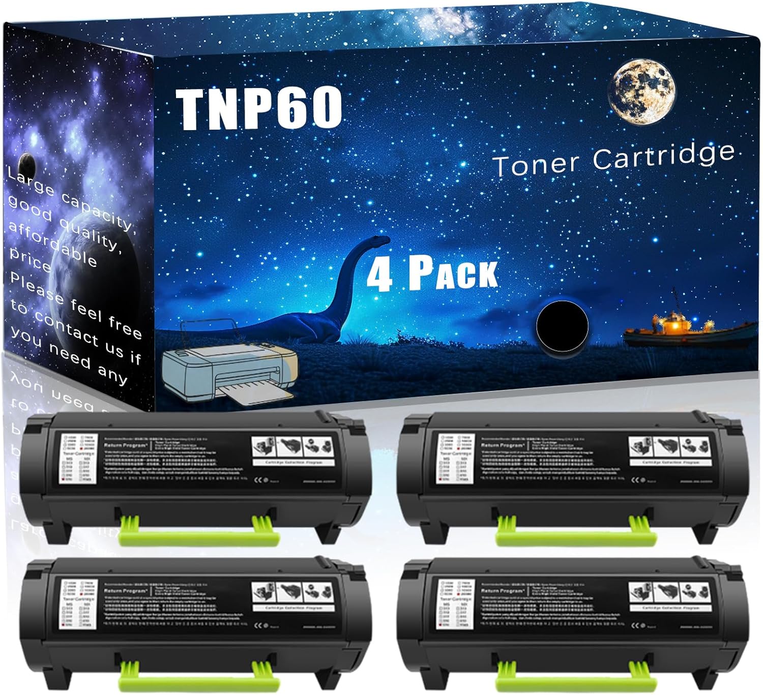 MUCQL TNP60 Compatible Toner Cartridge Replacement for Konica Minolta High Yield Compatible Bizhub 3622 Printers, Meet Printing Needs (4 Pack Black)