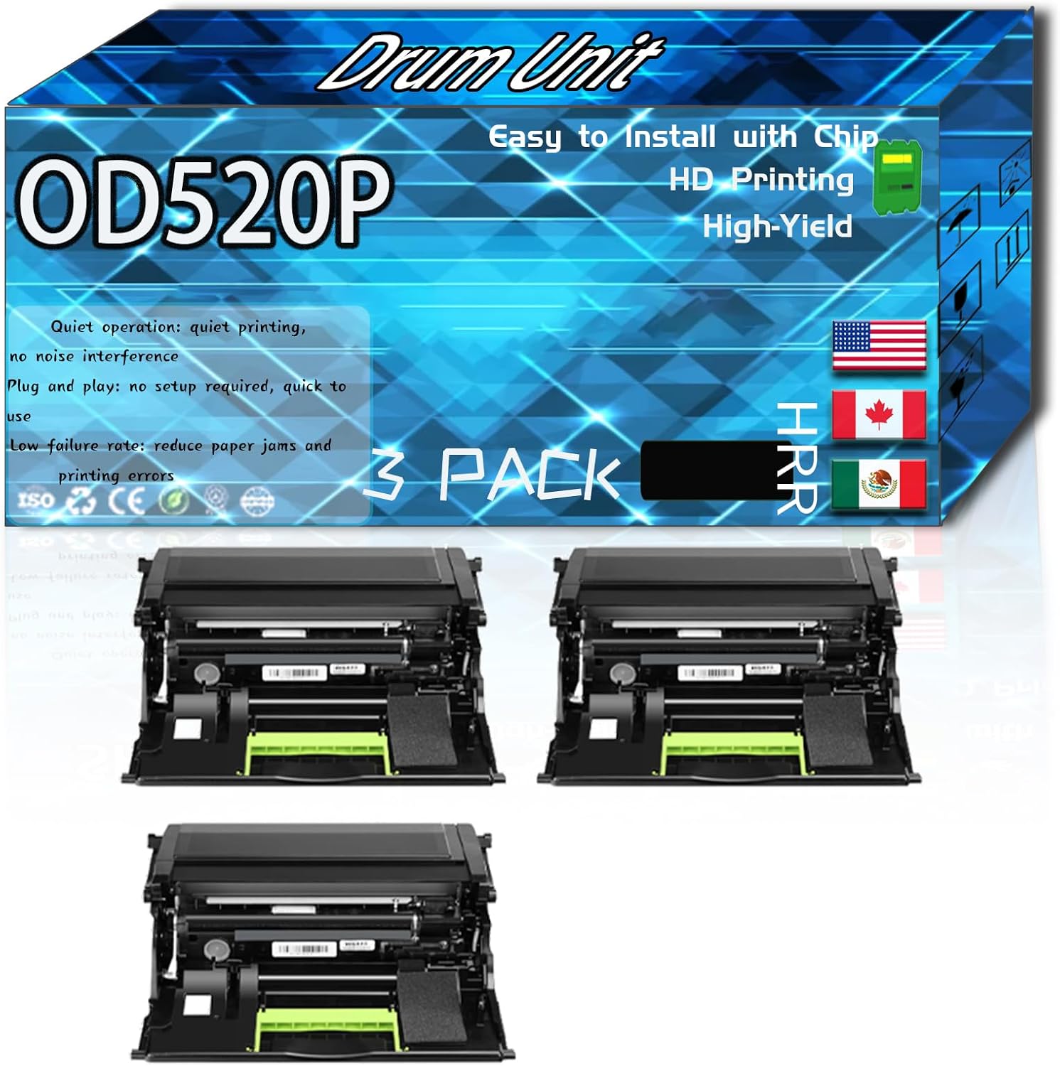 CEECN Compatible for Toshiba OD520P Replacement Drum Unit Used with e-Studio 520p 525p Printers, High Production Multiple Options (3 Pack Black)