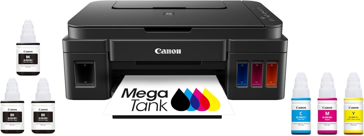 Canon G3200 All-In-One Wireless Supertank (MegaTank) Printer| Copier| Scanner| and Mobile Printing, Black, 6.5