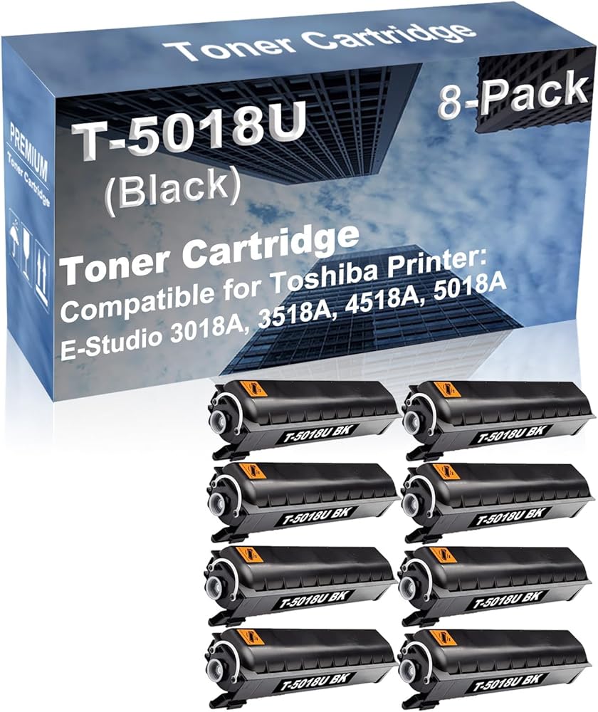 8-Pack Compatible High Yield E-Studio 3018A, 3518A, 4518A, 5018A Printer Cartridge Replacement for Toshiba T-5018U Toner Cartridge (Black)