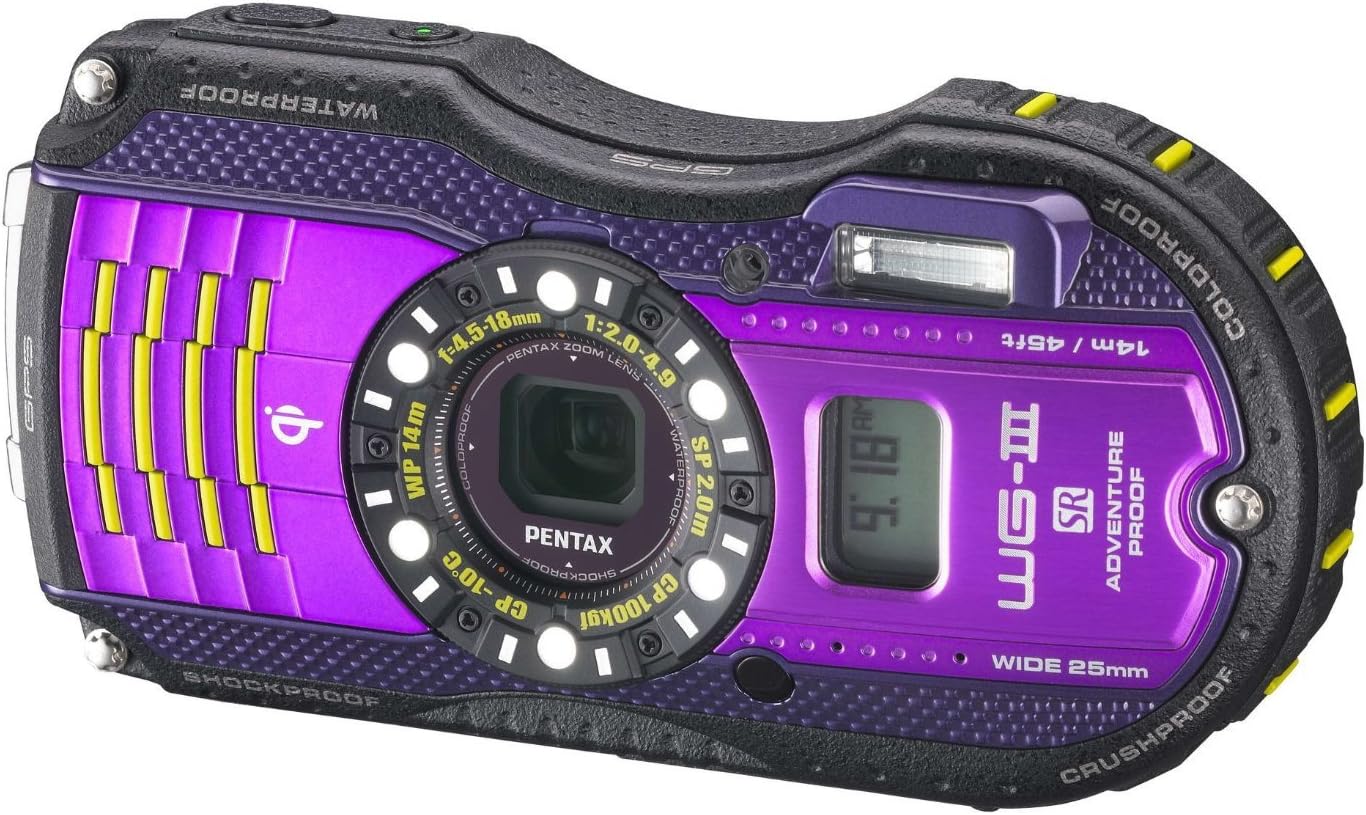 Pentax Optio WG-3 GPS purple 16 MP Waterproof Digital Camera with 3-Inch LCD Screen (Purple)
