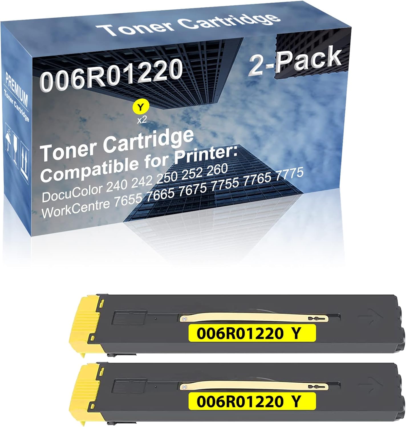 2-Pack (Yellow) Compatible High Capacity 006R01220 Toner Cartridge use for DocuColor 240 242 250 252 260 Printer
