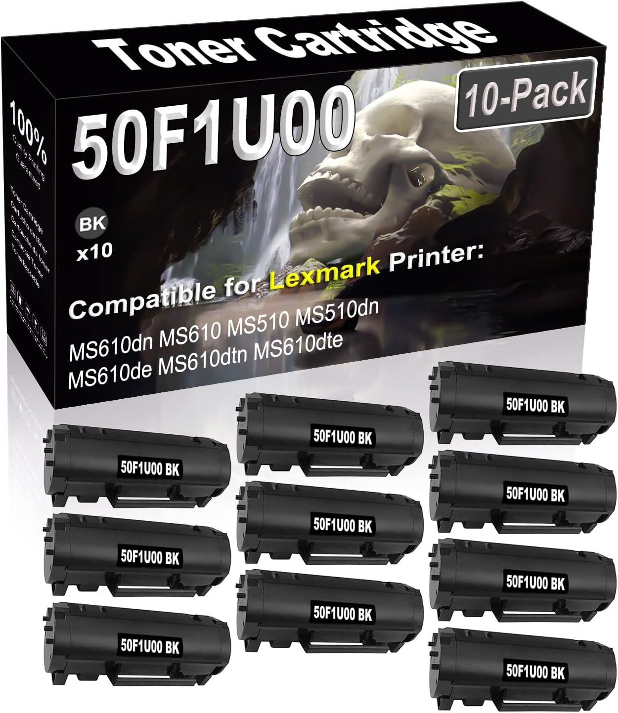 SINIYA 10-Pack Compatible High Capacity 501U 50F1U00 Imaging Toner Cartridge use for MS610dn MS610 MS510 MS510dn MS610de MS610dtn MS610dte Printer (Black)