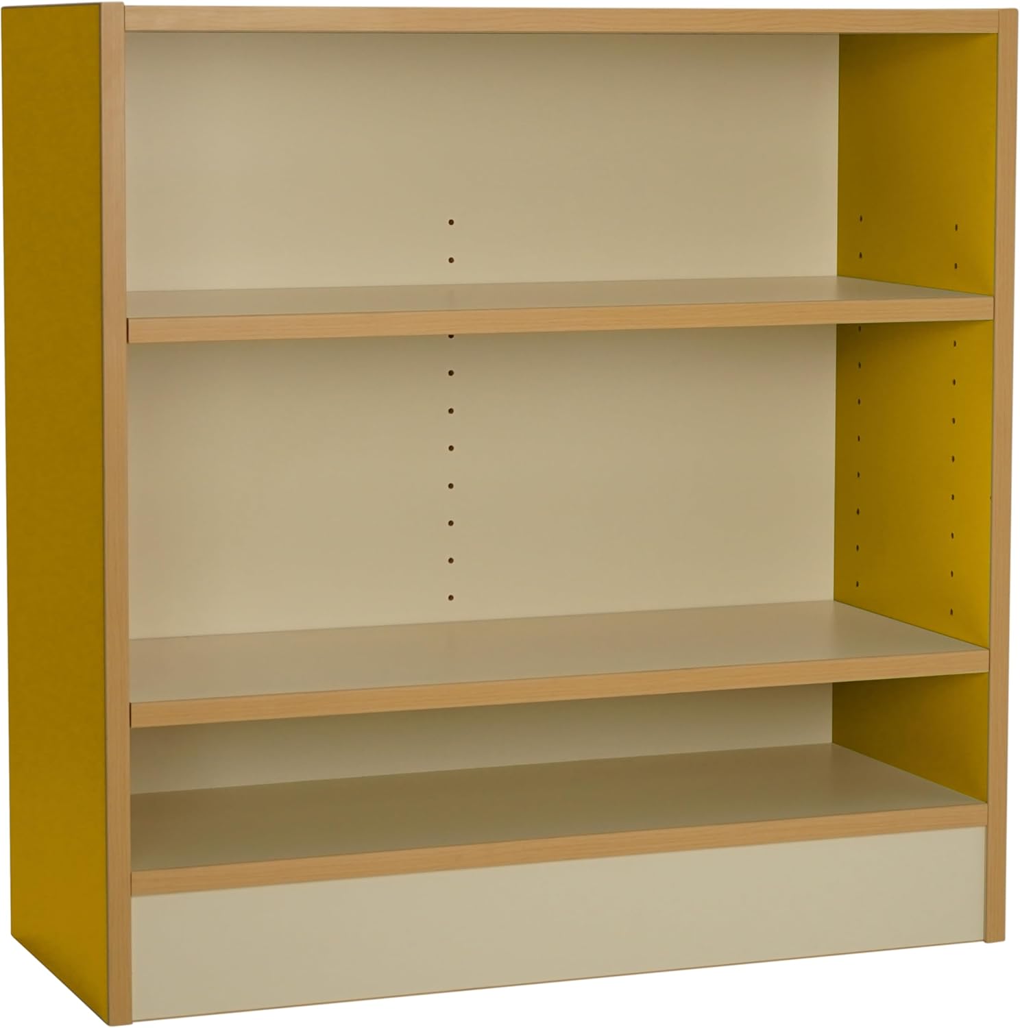 Factory Direct Partners FDP Laminate 2-Shelf Bookcase 30 inch Height; Organize Books, Toys, Games, Art Supplies, Durable, Sturdy Furniture for Home, Daycare, Preschool, Classroom - Almond/Yellow