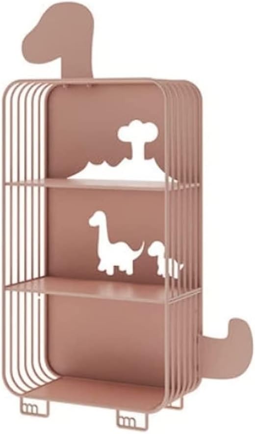 REIFOR Book Shelf Bookshelf Bookcase Iron Bookshelf Free Standing Bookcase Household Storage Rack Bedside Bookshelves Bookshelf Storage Rack Bookshelves Bedroom (Color : Pink, Size : 3 Tiers)