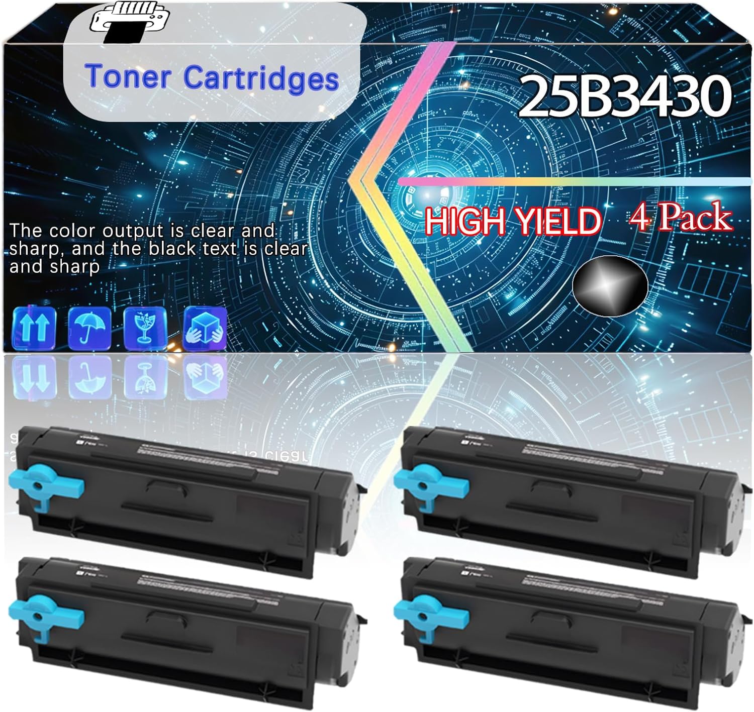 CEECN 25B3430 Compatible for Sharp MX-B427W MX-B427PW Printers, Replacement Toner Cartridges High Yield Printer Accessories (4 Pack Black)