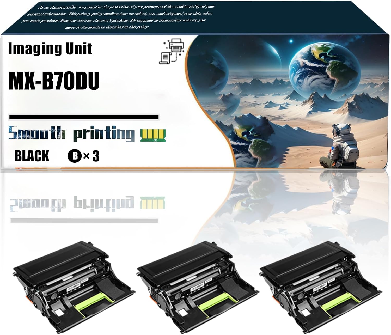 LSSF Replacement Parts Imaging Unit MX-B70DU Compatible with Sharp MX-B557F MX-B557P MX-B707P Printer, Contains Chip and Clear Printing (3 Pack Black)