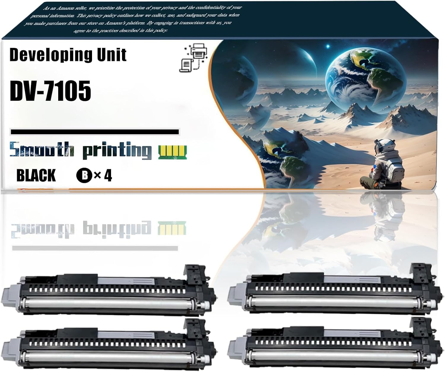 LSSF Replacement Parts Developing Unit DV-7105 Compatible with Kyocera TASKalfa 3010i 3011i 3510i 3511i Printers, Contains Chip and Clear Printing (4 Pack Black)