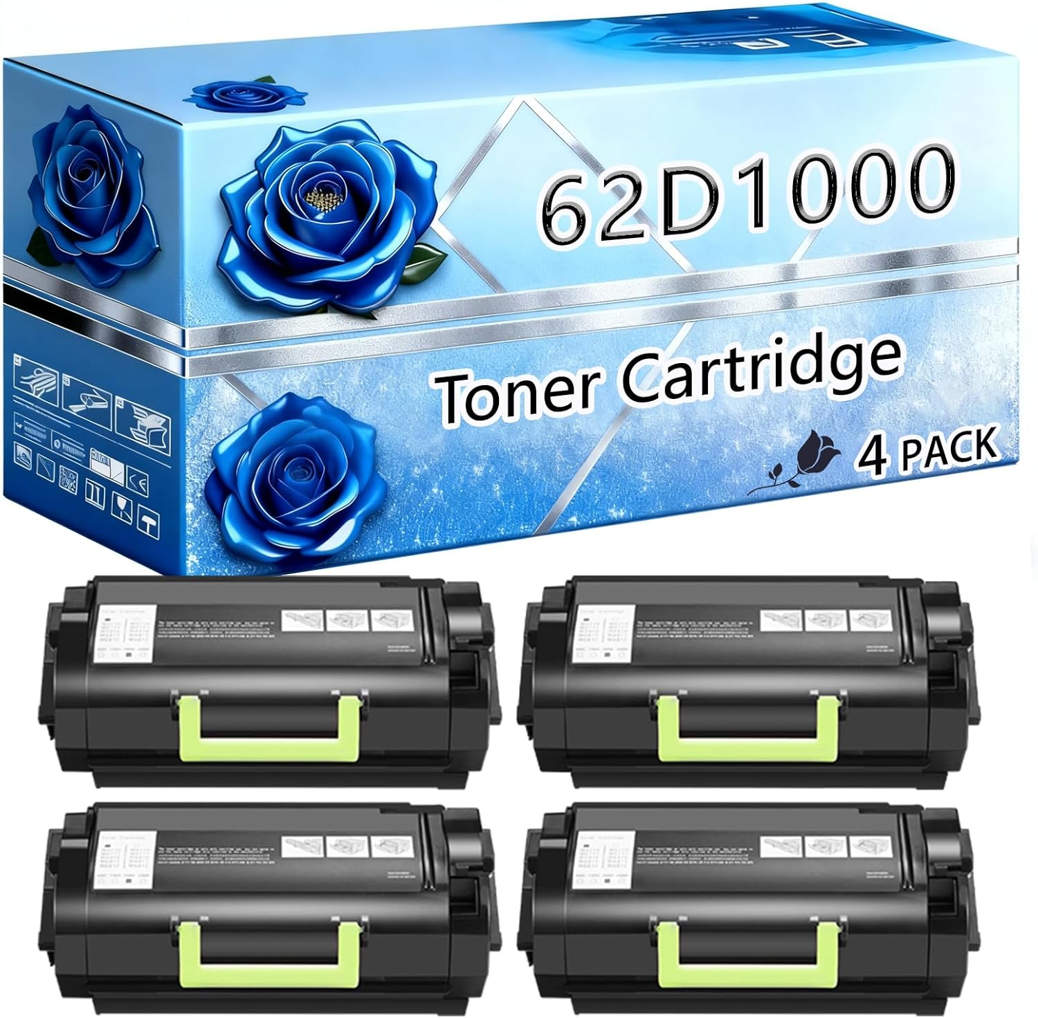 BIVOL Compatible Toner Cartridge Replacement for Lexmark 62D1000 High Yield 21000 Pages MX811dxe MX811dxfe MX811dxme MX812de MX812dfe MX812dme Printers (4 Pack Black)