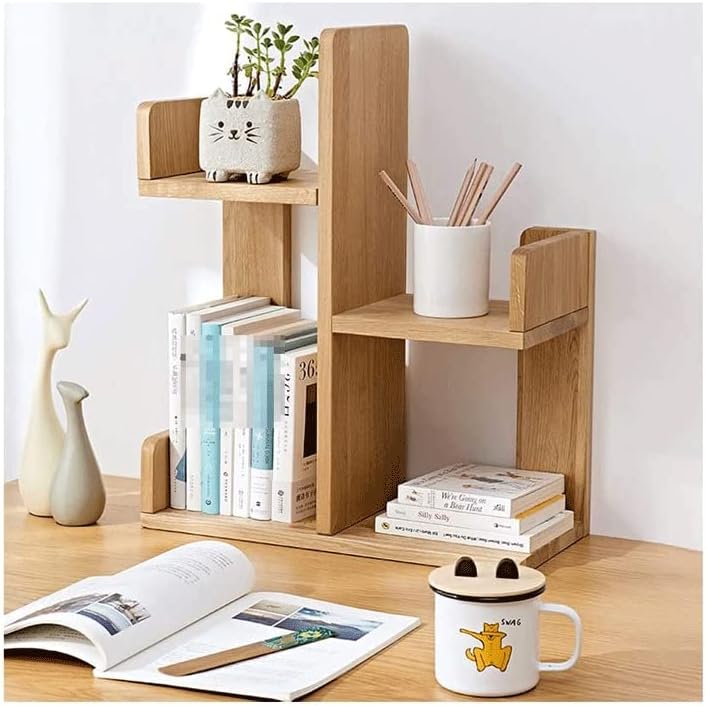 fhda Wood Desktop Bookshelf Desktop Organizer Office Storage Rack Display Shelf Free Style Assembled Bookcase for Office Supplies