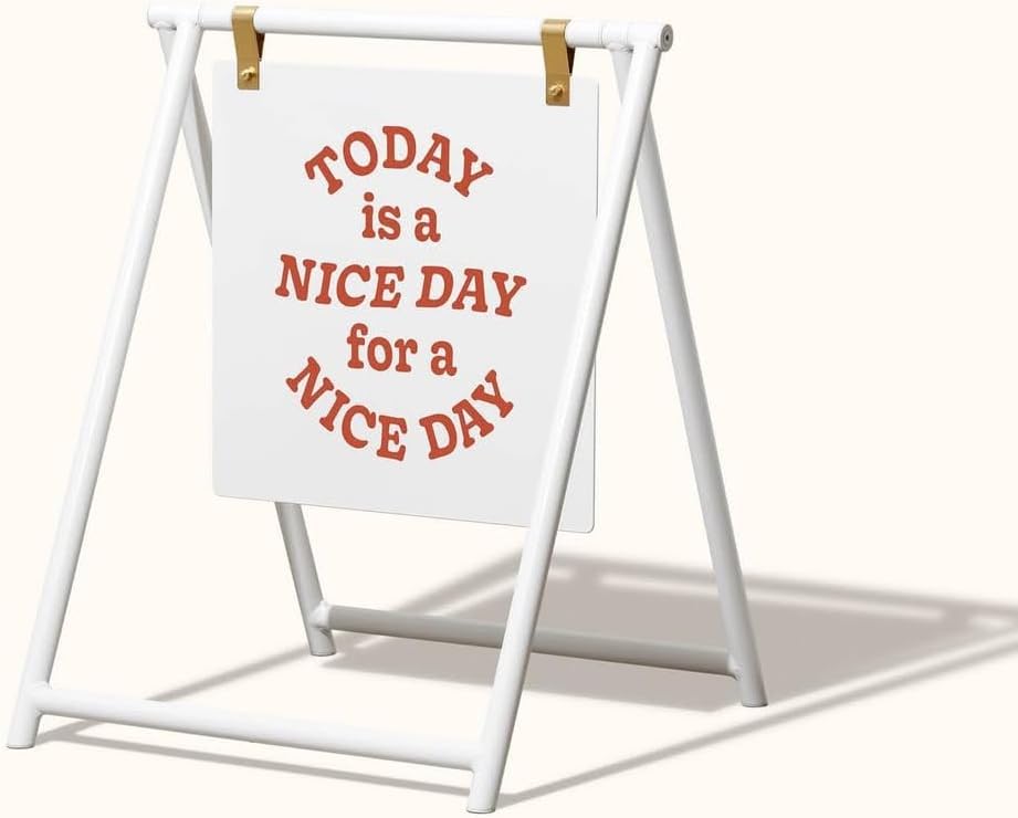 Customizable A-Frame Sidewalk Sign – Personalized Metal Color & Double-Sided Swinging Chalkboard – Stable, Modern Customer Stopper for Retail, Cafés, Studios (Metall, 27.6×19.7 Inch)