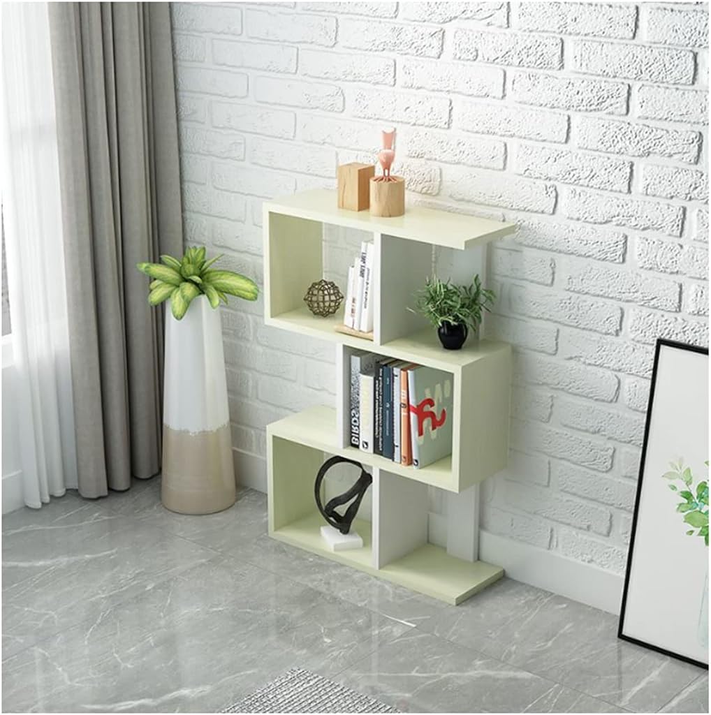 3 Tier Bookshelf Free Standing Geometric Bookcase S Shaped Book Shelves Modern Decorative Storage Display Shelf for Home Office