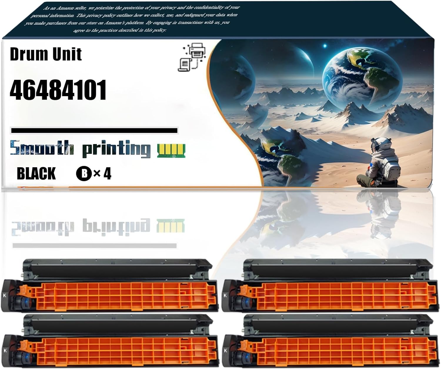LSSF Replacement Parts Drum Unit 46484101 Compatible with Okidata OKI C532 C532dn MC573 MC573dn Printers, Contains Chip and Clear Printing (4 Pack Black)