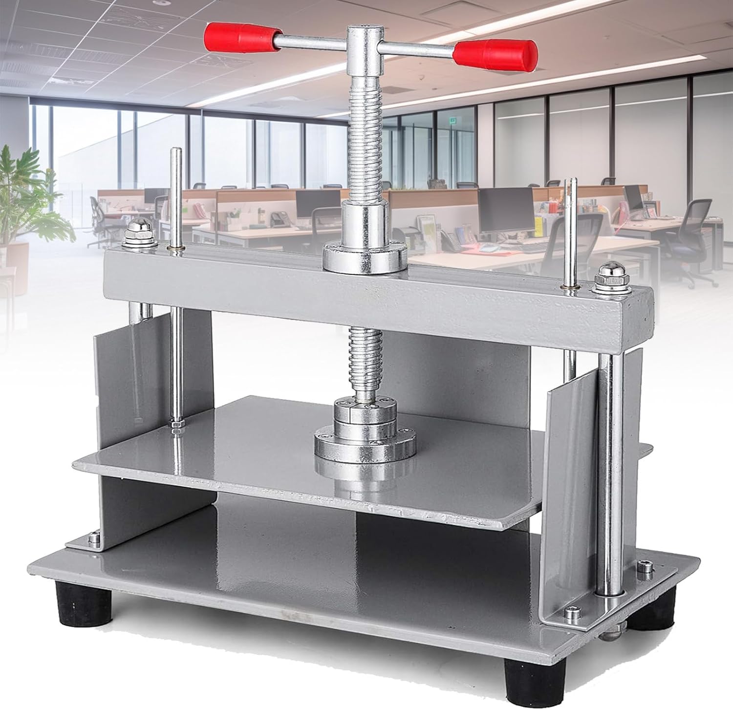 JJENXYYDS 8mm Thick Metal Plate Binding Paper Press,A3/A4/A5 Certificate Bill Flattener,Paper Flattening Machine with Double Balance Rod,for Bookbinding, Invoice Banknotes Books Stamps,A5