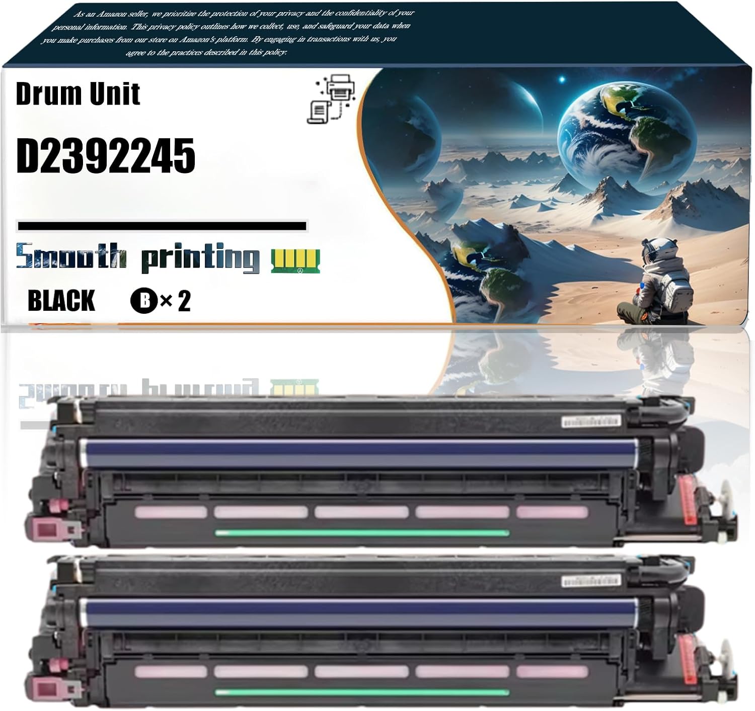 LSSF Replacement Parts Drum Unit D2392245 Compatible with Ricoh MP C4504ex C501SP C6004 C6004ex Printers, Contains Chip and Clear Printing (2-Pack Black)